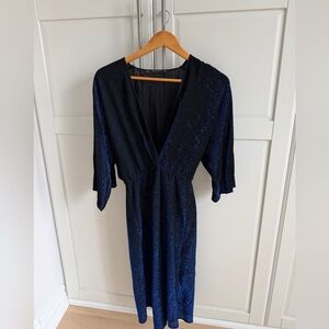 Zara Black Dress with Royal Blue Metallic Speckle